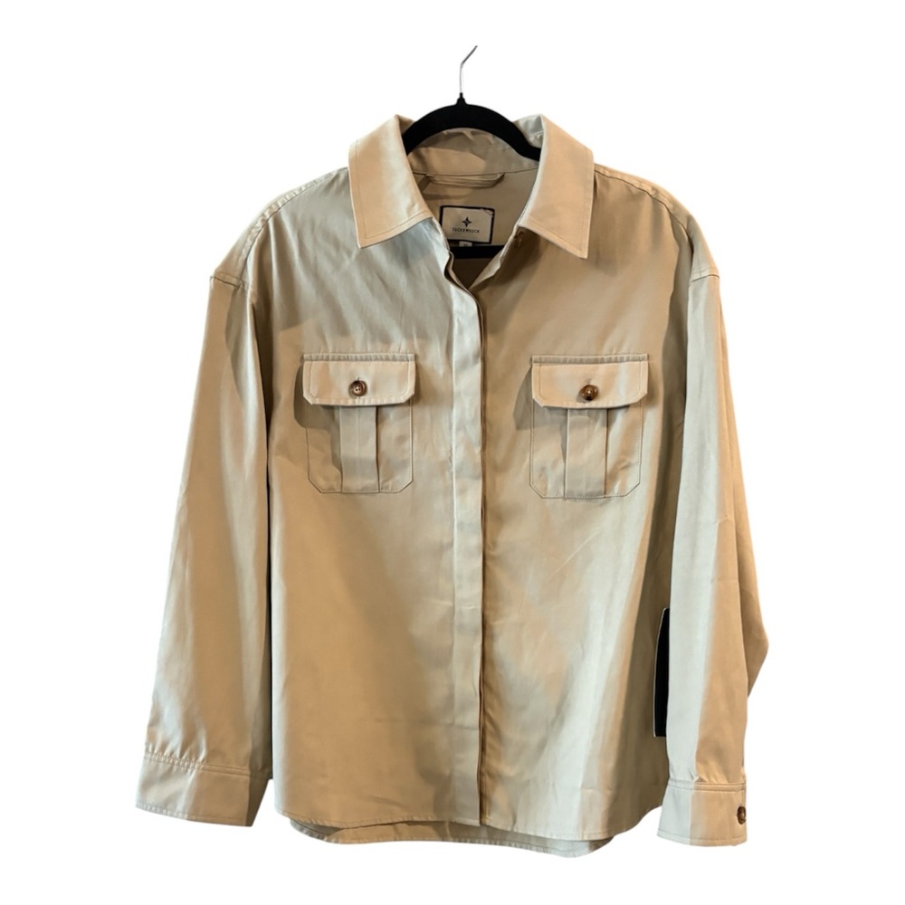 NWT Tuckernuck Belted Safari Utility Shirt Fawn – Tan –  Jacket Size Medium - Picture 4 of 14